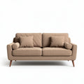 Fabric upholstered sectional sofa with two accent pillows in beige 200 x 80 x 90cm
