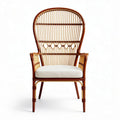 Rattan high back chair with cushion for living room and outdoor use