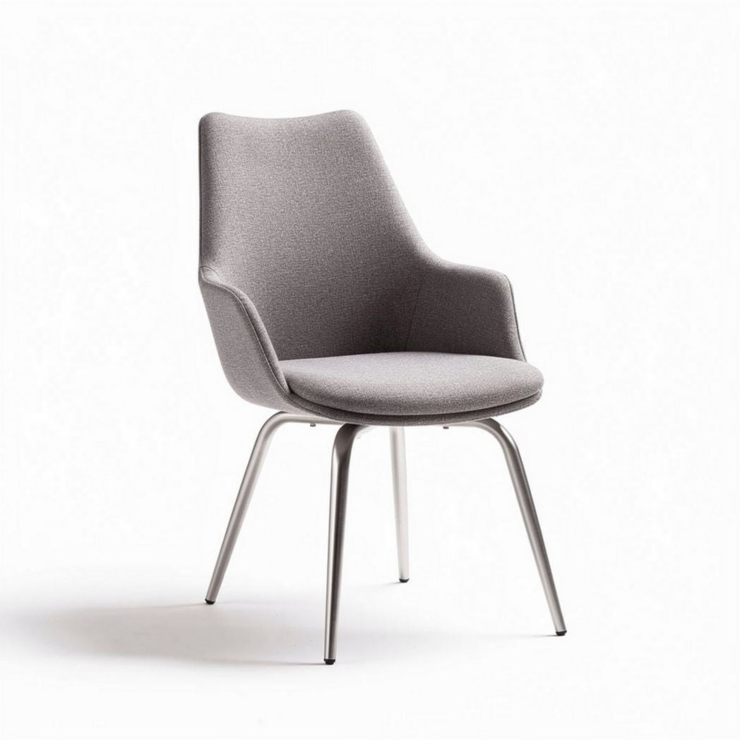 Fabric dining chair with armrests and metal legs gray color 48 x 54 x 85cm