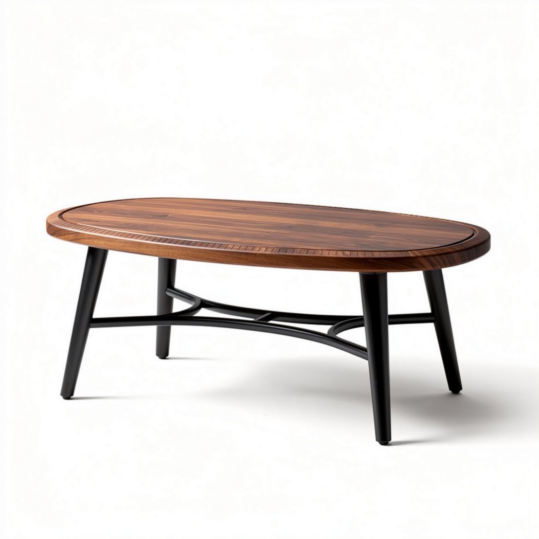 Wooden coffee table with black metal legs 120 x 60 x 45cm