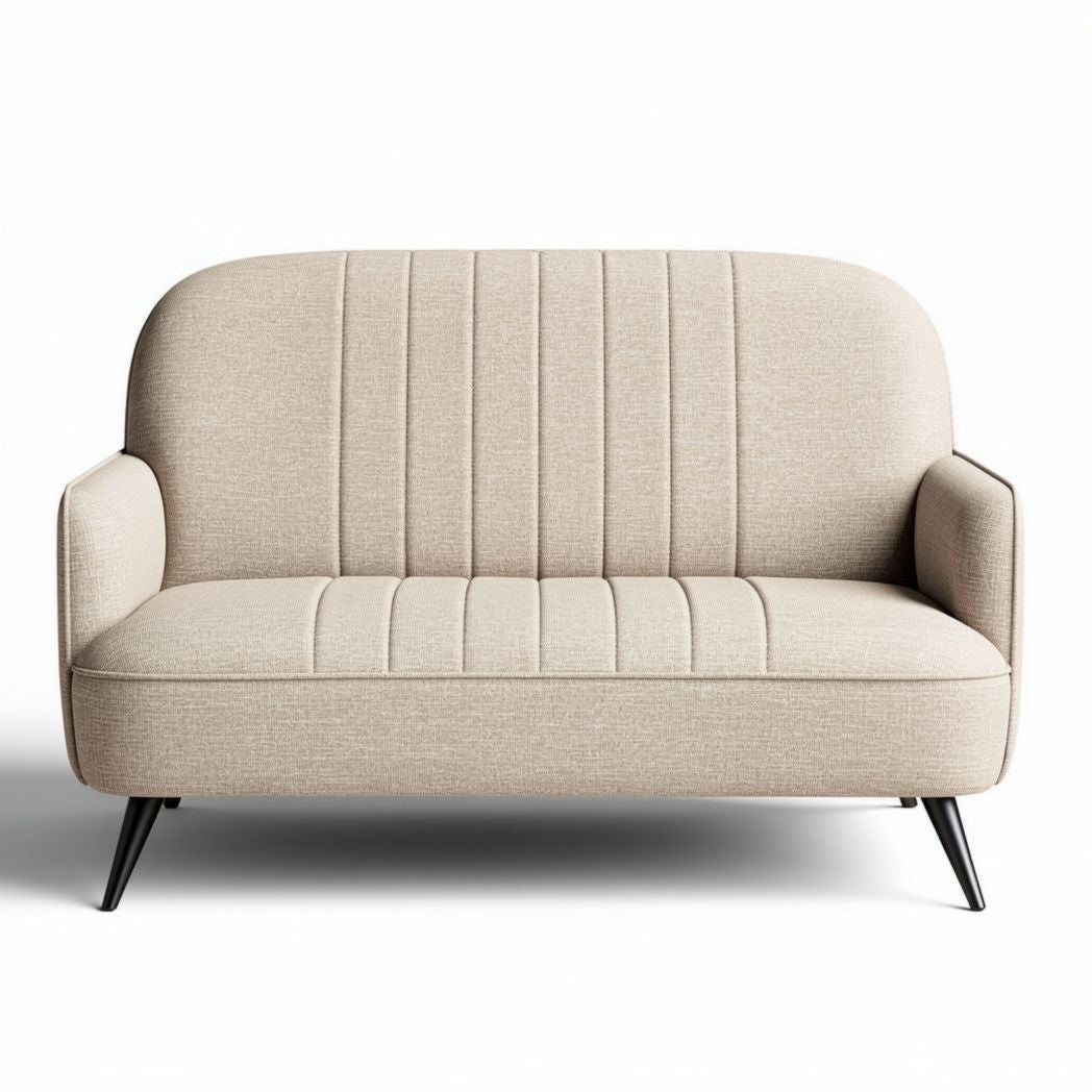 Padded fabric loveseat sofa in beige with modern minimalist design 150 x 80 x 75cm