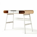 Wooden desk with drawer in white and natural finish dimensions 120 x 60 x 75cm