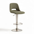 Green upholstered adjustable bar stool with stainless steel base 40 x 40 x 100cm