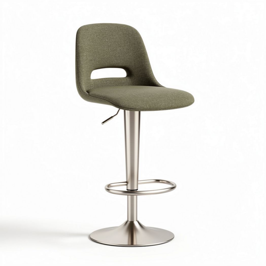 Green upholstered adjustable bar stool with stainless steel base 40 x 40 x 100cm