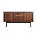Wooden storage media console with three drawers in beige 120 x 40 x 50cm