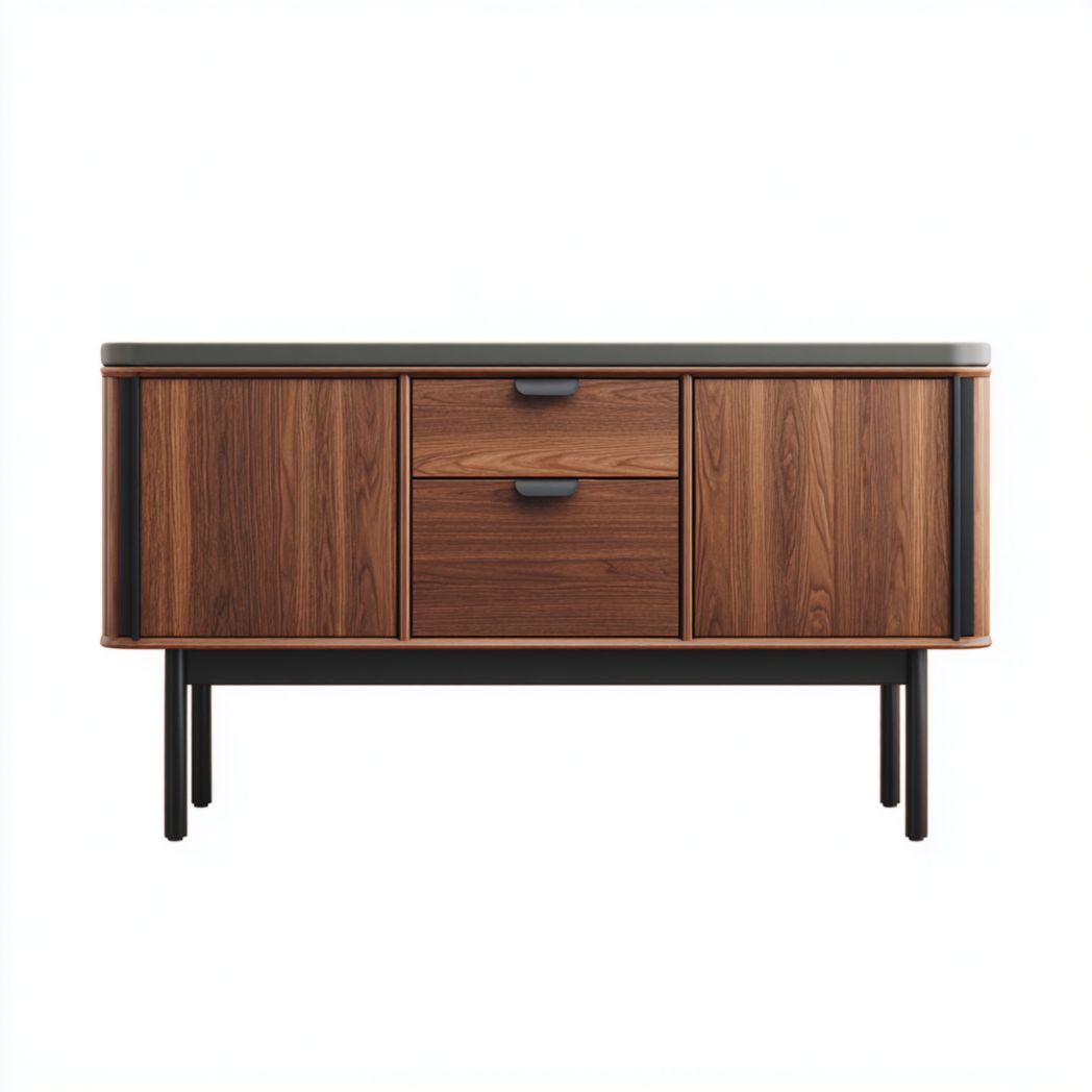 Wooden storage media console with three drawers in beige 120 x 40 x 50cm