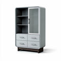 Glass door storage cabinet with wood accents 80 x 40 x 150cm in grey
