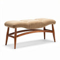 Upholstered bench with wooden legs in beige 120 x 45 x 45cm