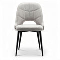 Upholstered dining chair with fabric seat in light gray and black legs 45 x 50 x 85cm