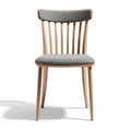 Wooden dining chair with gray fabric seat cushioned and ergonomic design 40 x 45 x 85cm